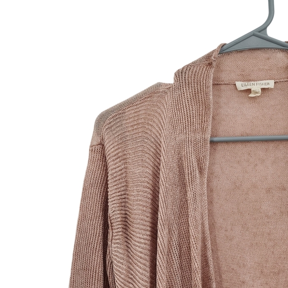 Eileen Fisher Women's 100% Linen Open Front Cardigan Sweater Sz M - Picture 2 of 6